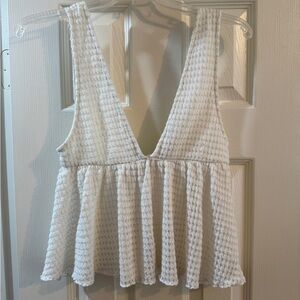 Urban Outfitters White Asymmetrical Peplum Tank Top